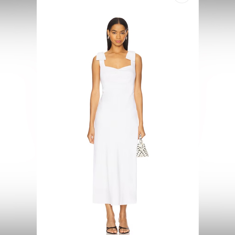 Astr Kateleya White Midi Dress with bow Straps size M new!